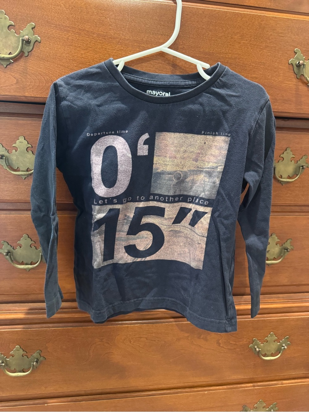 Mayoral Navy Long-Sleeve Graphic Tee Size 4